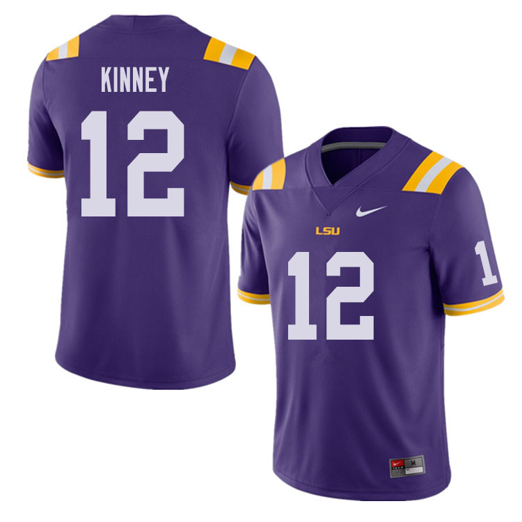 Men #12 Walker Kinney LSU Tigers College Football Jerseys Sale-Purple